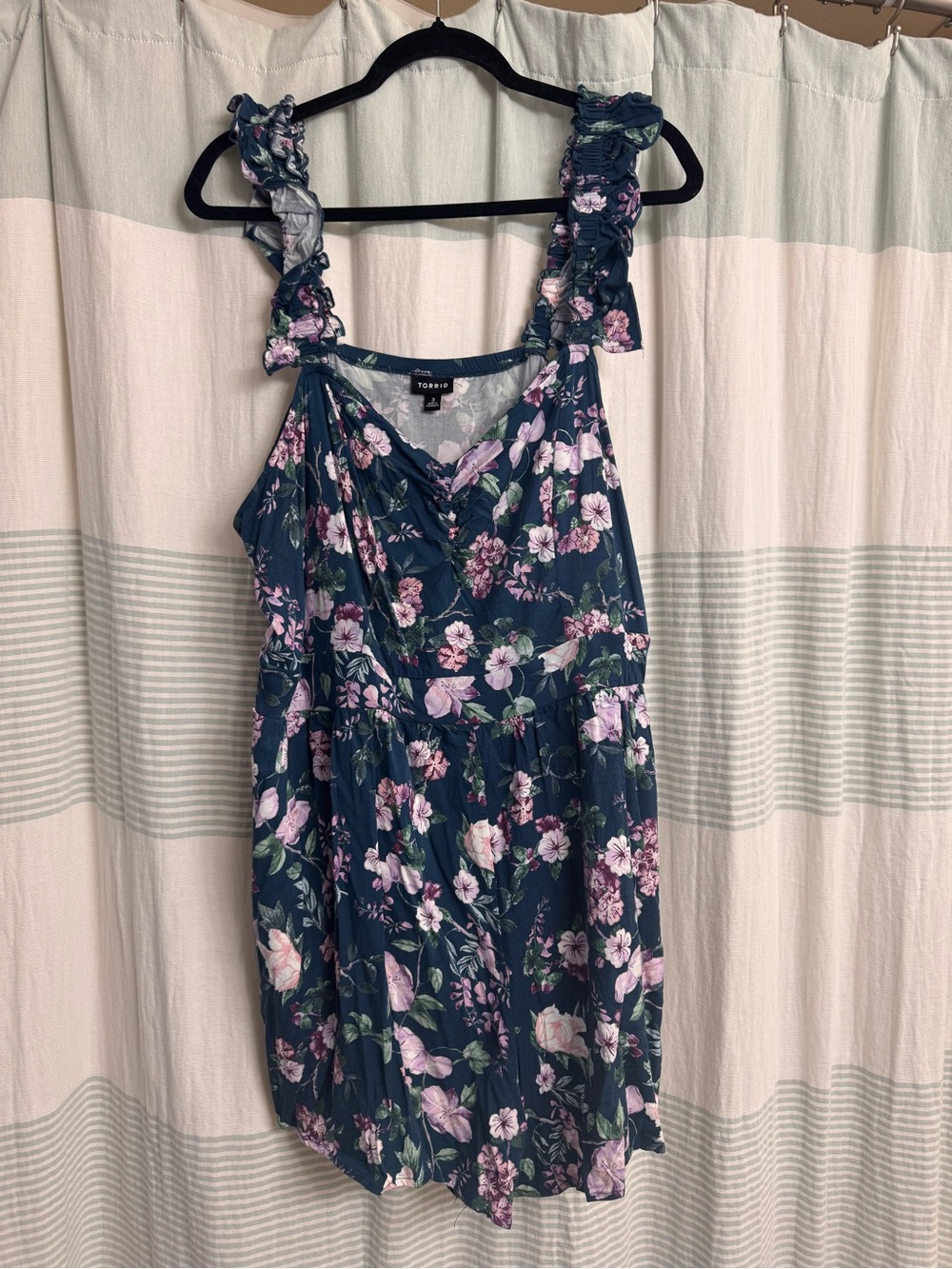 torrid navy floral mini dress with pink blooms